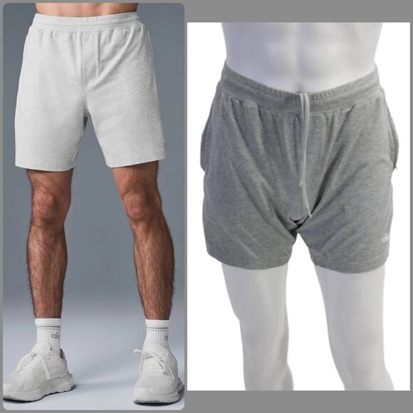 Alo Yoga 7” Conquer React Performance Shorts Heather Grey Men’s Size Small - Picture 1 of 16